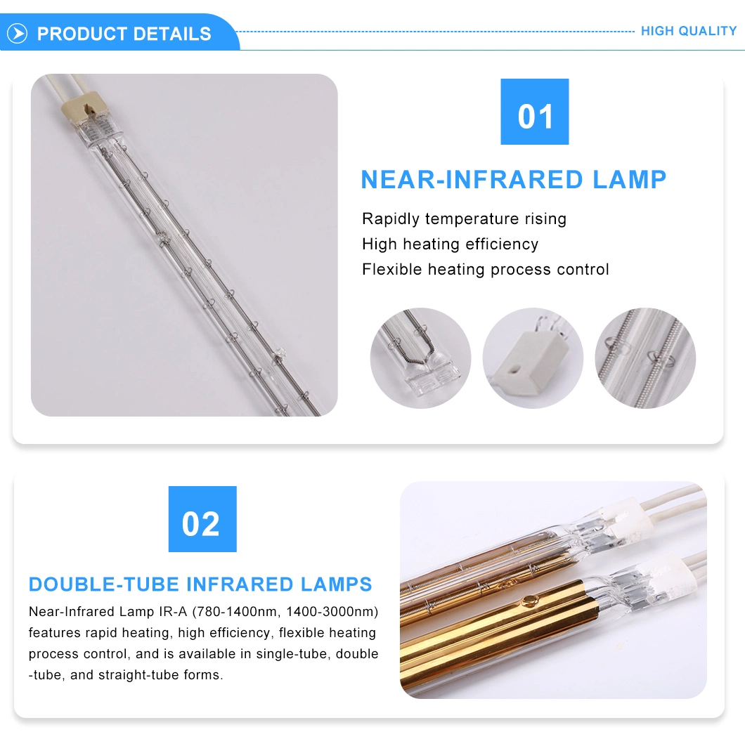 Halogen Infrared Paint Curing Emitter Quartz Twin Tube Baking Lamp Auto IR Heating Lamp 3000W 220V Shortwave Infrared Heater