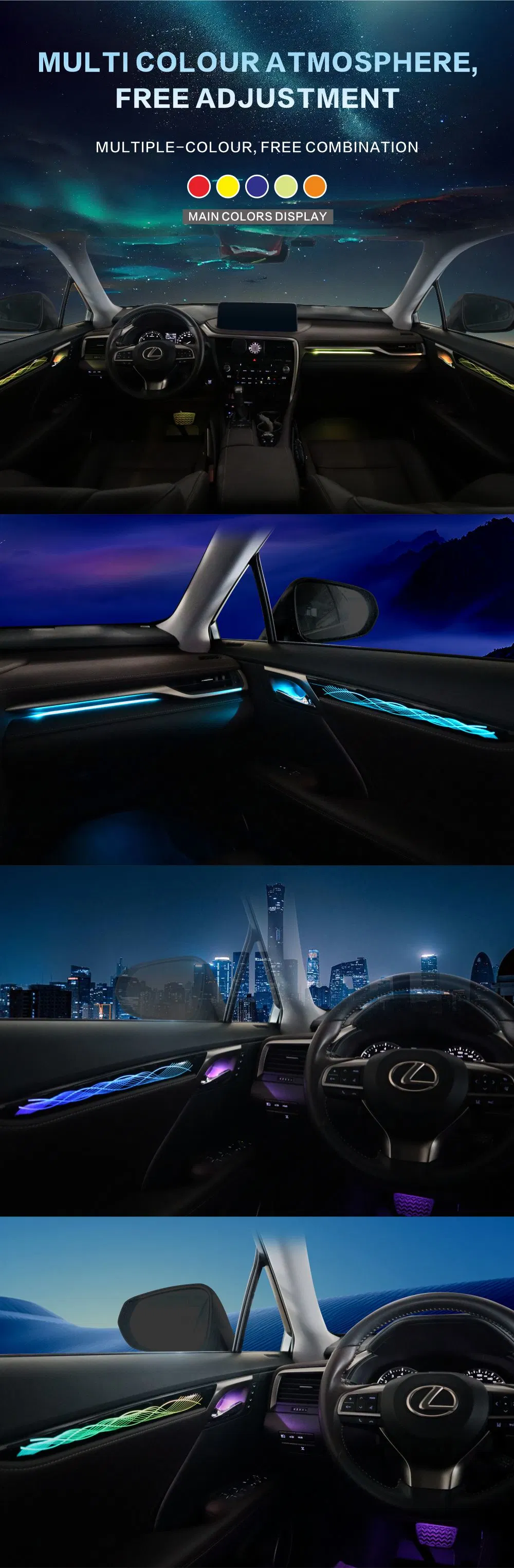 Car Atmosphere Ambient Lighting LED Interior RGB Neon Auto USB Decoration Light