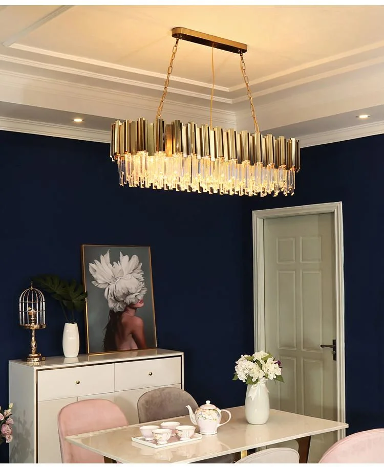 Ocean Lighting Interior Decoration Round Gold Luxury Crystal Chandelier Pendant Lamp