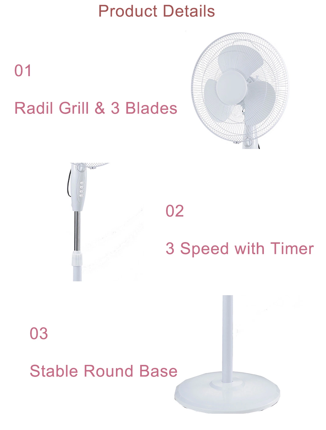 Wholesale New Arrival Commercial 3 Speeds Pedestal Stand Fan