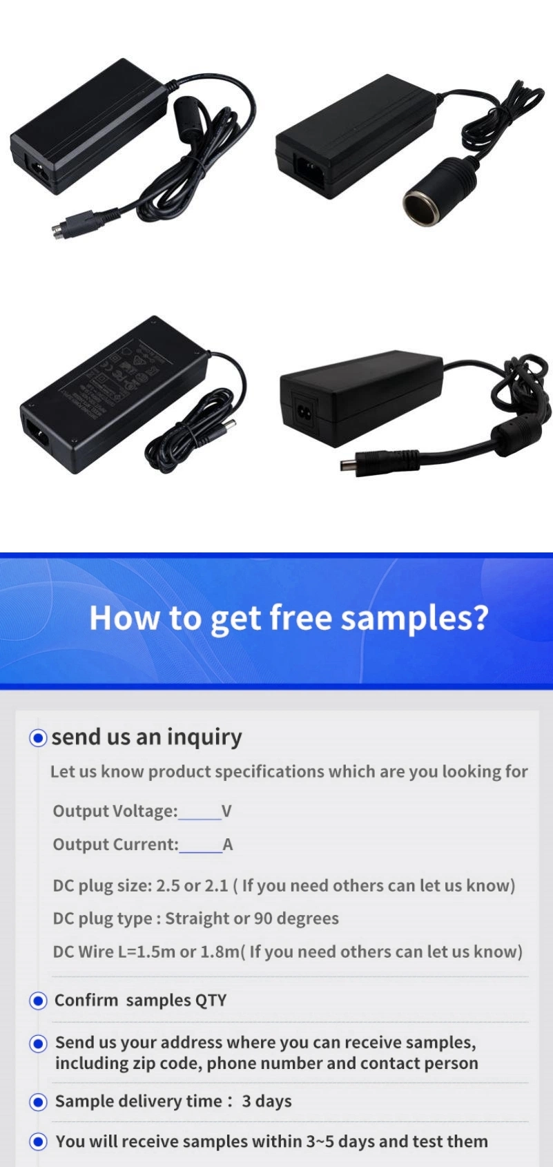 Free Samples Factory Price 12V 24V 4A 5A 6A 7A 8A 120W Desktop Power Adapter UL FCC GS CE Kc Kcc PSE SAA C-Tick Power Supply Adapter