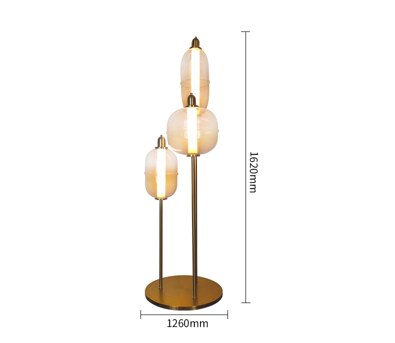 Hotel Luxury Gradient Brown Glass Floor Lamp for Living Room