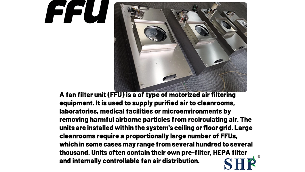 Low Noise FFU Laminar Air Flow with H13 H14 U15 HEPA Filter Fan Filter Unit for Cleanrooms