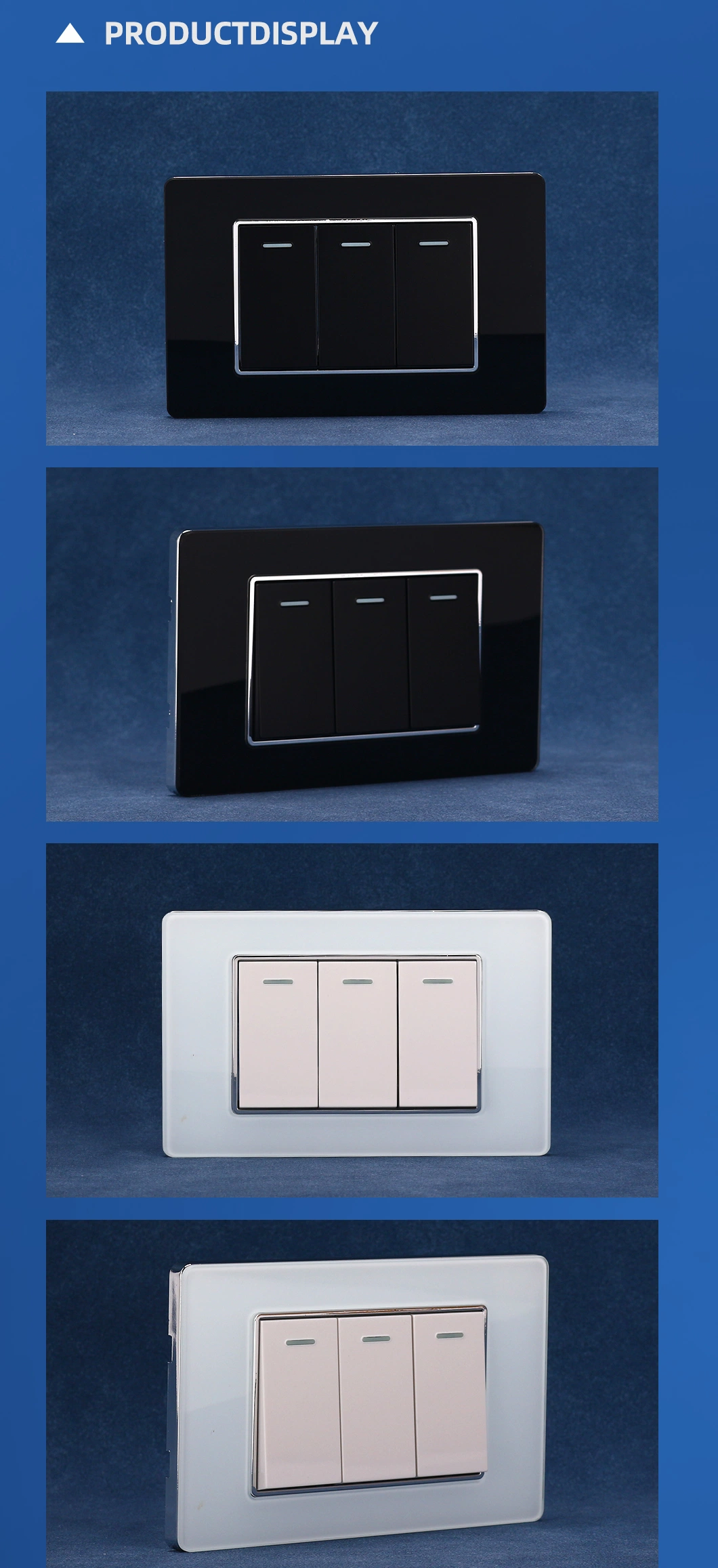 Luxury New Design China Manufacturer 3 Gang on off Switch
