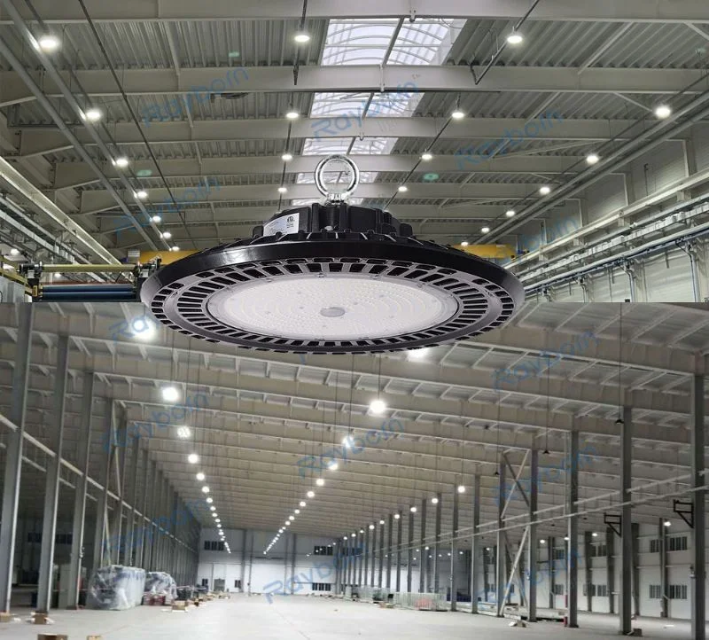 CE ETL SAA Warehouse Factory Gymnasium Workshop Indoor Industrial Fixtures UFO Lighting Sensor Dimmable 300W 250W 100W 120W 150W 200W LED High Bay Light