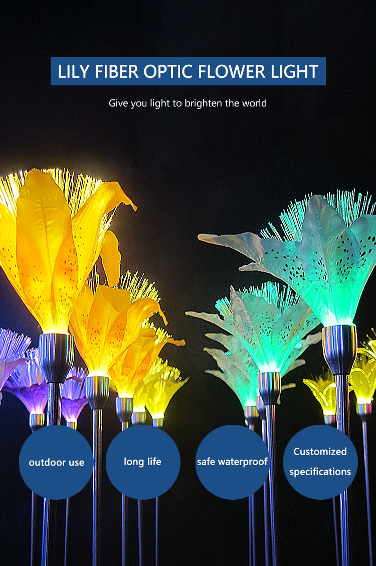The New LED Lily Optic Fiber Lighting Flower Outdoor Simulation Flower Park Square Scenic Landscape Lighting Decorative Lighting