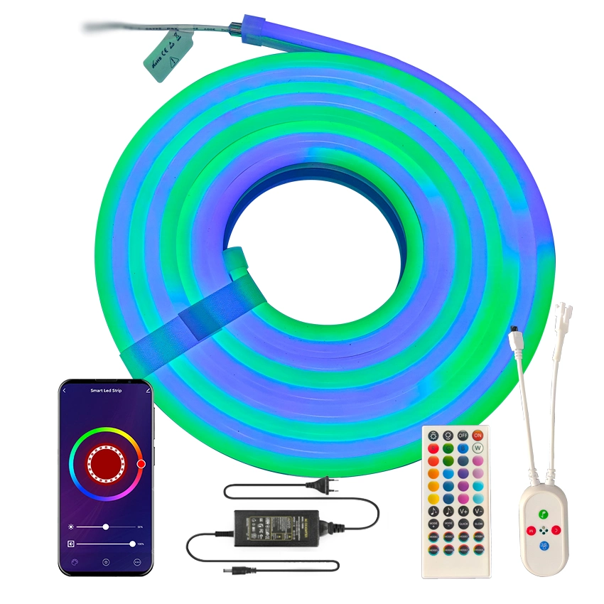 Flexible Colorful IP65 Waterproof SMD3535 RGB LED Neon Light Kit Remote Control DC12V 96LEDs Strip RGB Tape Light