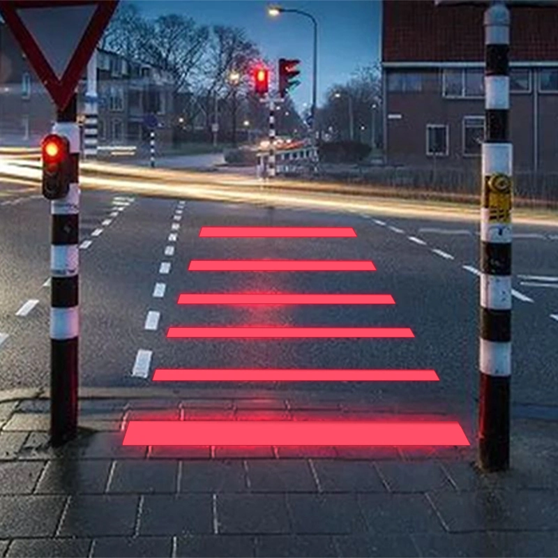 LED Intelligent Ground Crossing Traffic Signals Indicate That The Spike Crosswalk Is Synchronized with The Traffic Lights