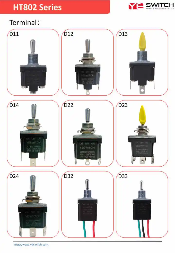Ht802 Series IP68 Waterproof 15A 28VDC Single/Double Pole Spdt Dpdt Toggle Switch on-on/on-off-on Lock Momentary for Automotive and Aerospace Toggle Switch
