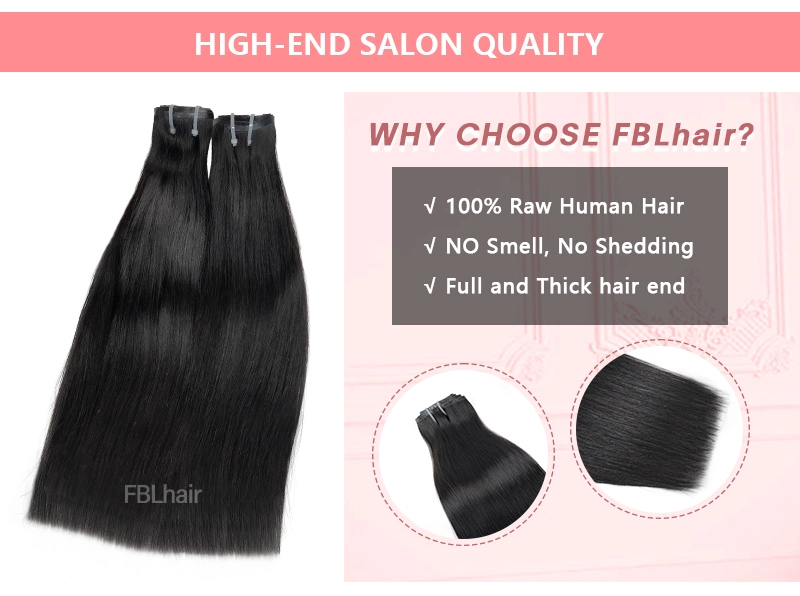 Fblhair Straight Invisible Hair PU Seamless Clip Ins Human Hair Extensions