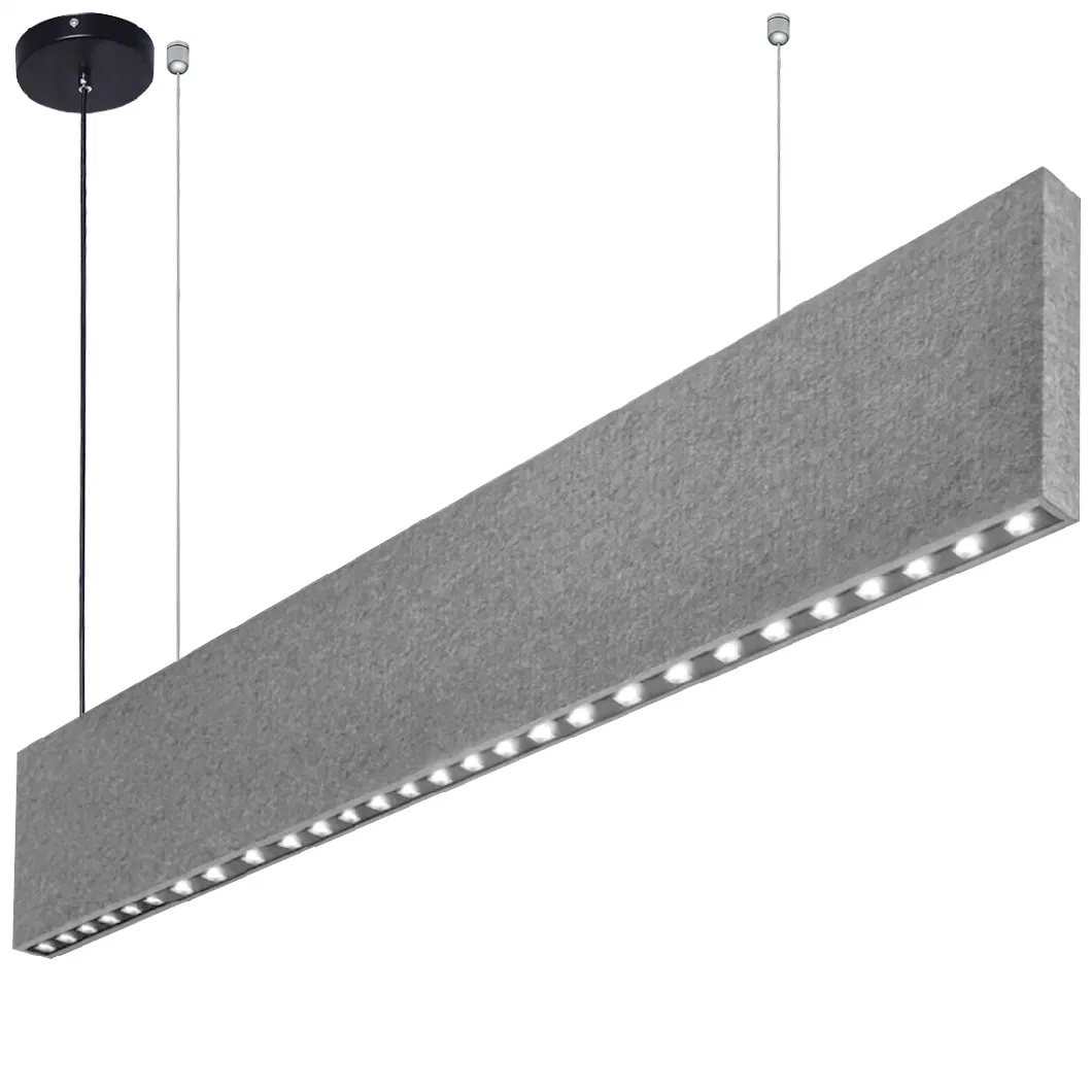 Modern Acoustic Linear Pendant Light Office Droplight Profile Pendant Lamp with Sound Absorption Panel for Dining Room Living Room Office