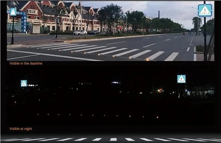 LED Intelligent Ground Crossing Traffic Signals Indicate That The Spike Crosswalk Is Synchronized with The Traffic Lights