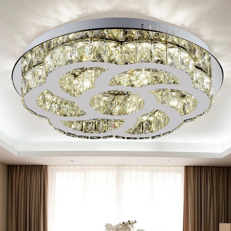 LED Moon Crystal Ceiling Light Cool White Pendant Lighting Flush Mount Fixture for Bedroom Living Room Modern Crystal Chandelier