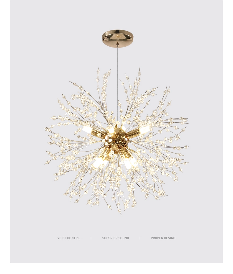 Modern Crystal Dandelion Chandelier Lighting Spark Ball Pendant Lamp LED Hanging Restaurant Bedroom Suspension Light Fixture