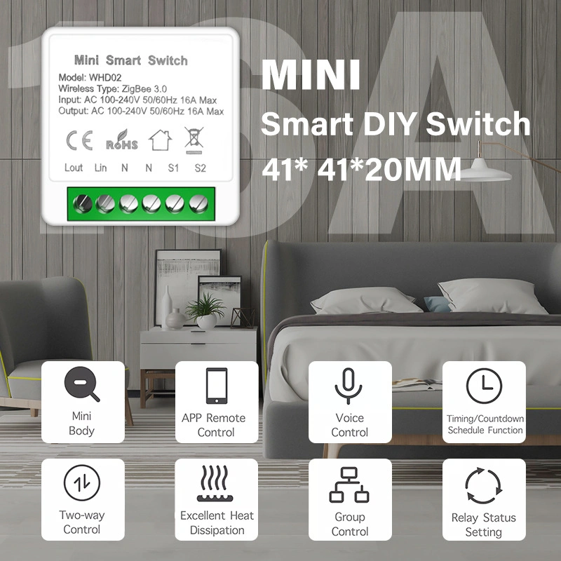 Tuya 16A Zigbee WiFi Smart Module Switch Support Two Way Remote Voice Control on-off Device with Smart Life/Tuya Alexa Google Home APP