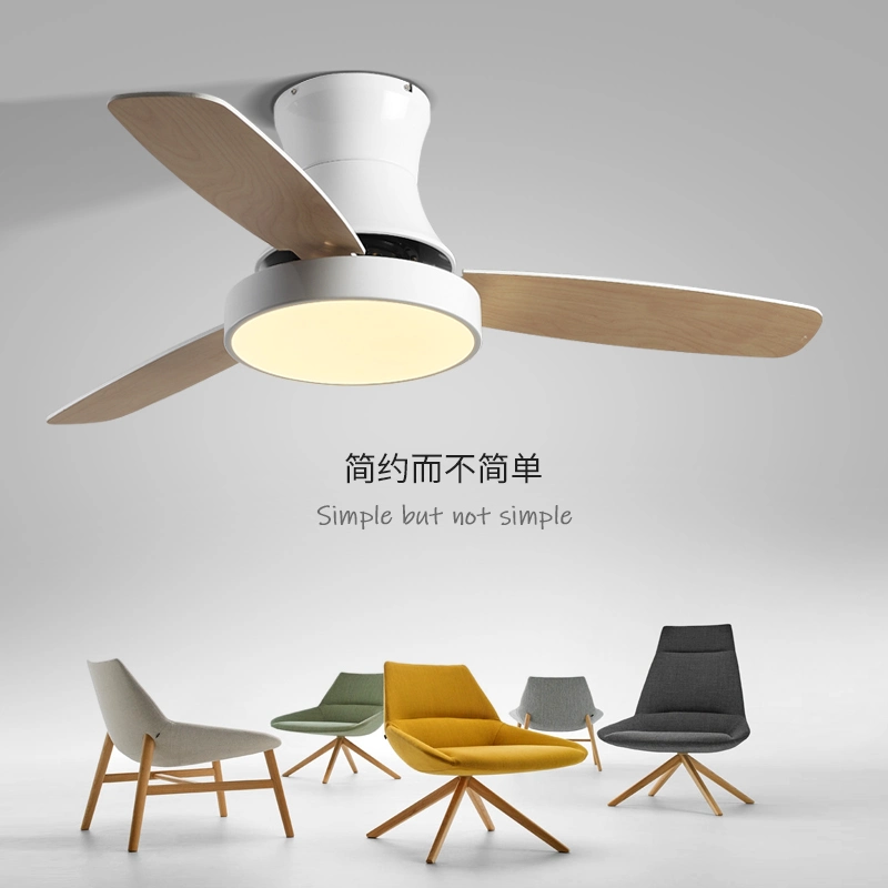 Wood Ceiling Fan with Light LED Modern Kitchen/ Restaurant/Bedroom Nordic Smart Ceiling Fan Light (WH-CLL-31)