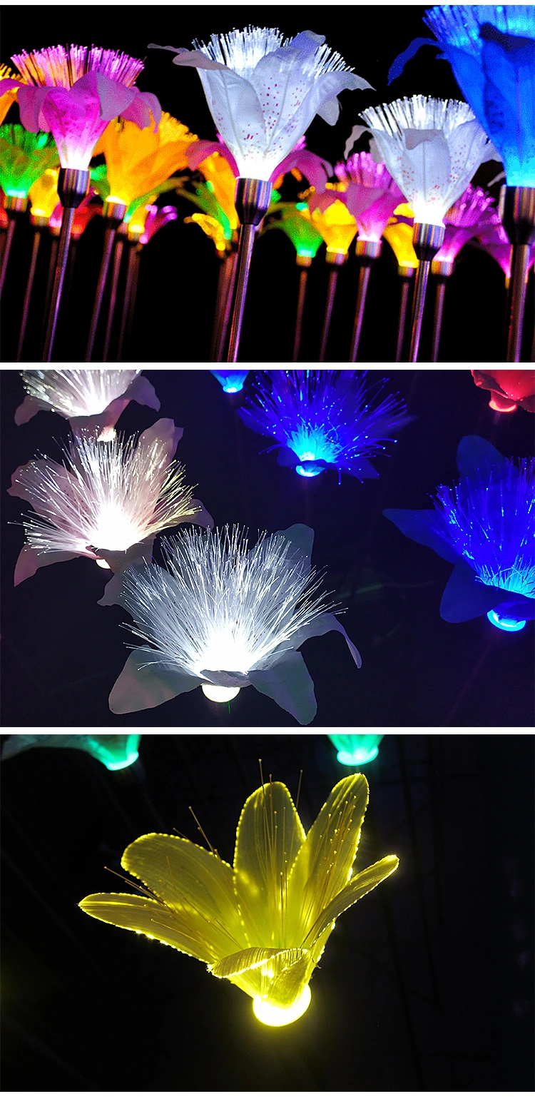 The New LED Lily Optic Fiber Lighting Flower Outdoor Simulation Flower Park Square Scenic Landscape Lighting Decorative Lighting