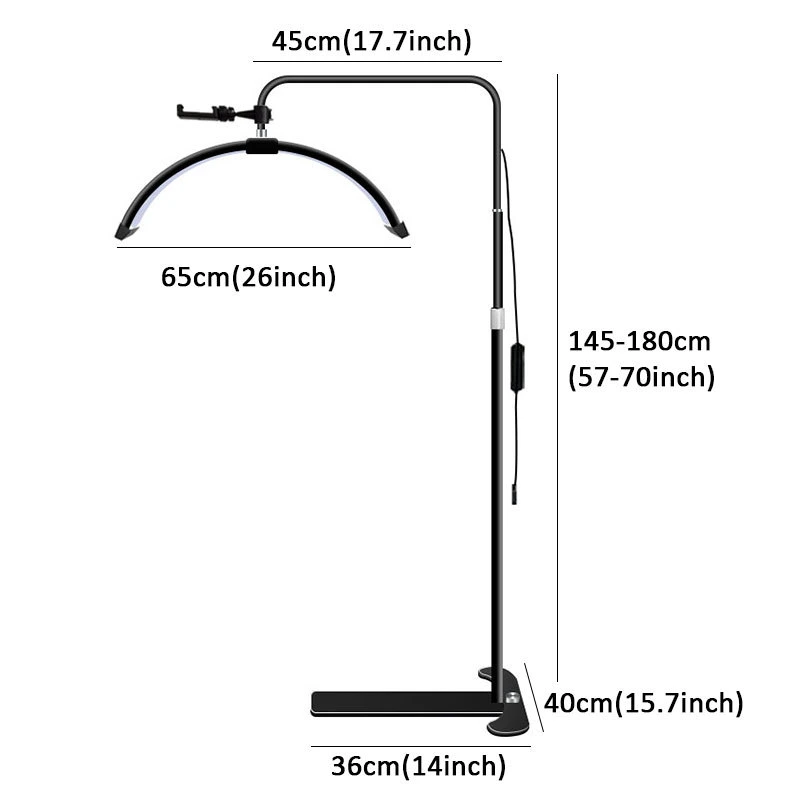 Adjust The Remote Control Adjustable Color Temperature Lash Lamp LED Half Moon Lash Light, LED Floor Lamp for Lashing