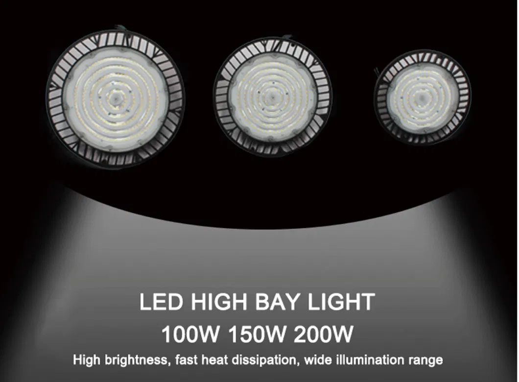 IP65 100W 150W 200W Round LED Industrial Warehouse Sports Ground High Bay Lighting