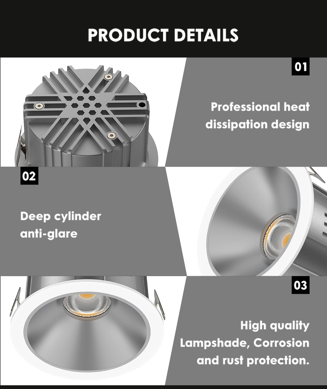 Smart Dimmable Embedded Corridor Ceiling Anti-Glare LED Spot Light with Osram Chips