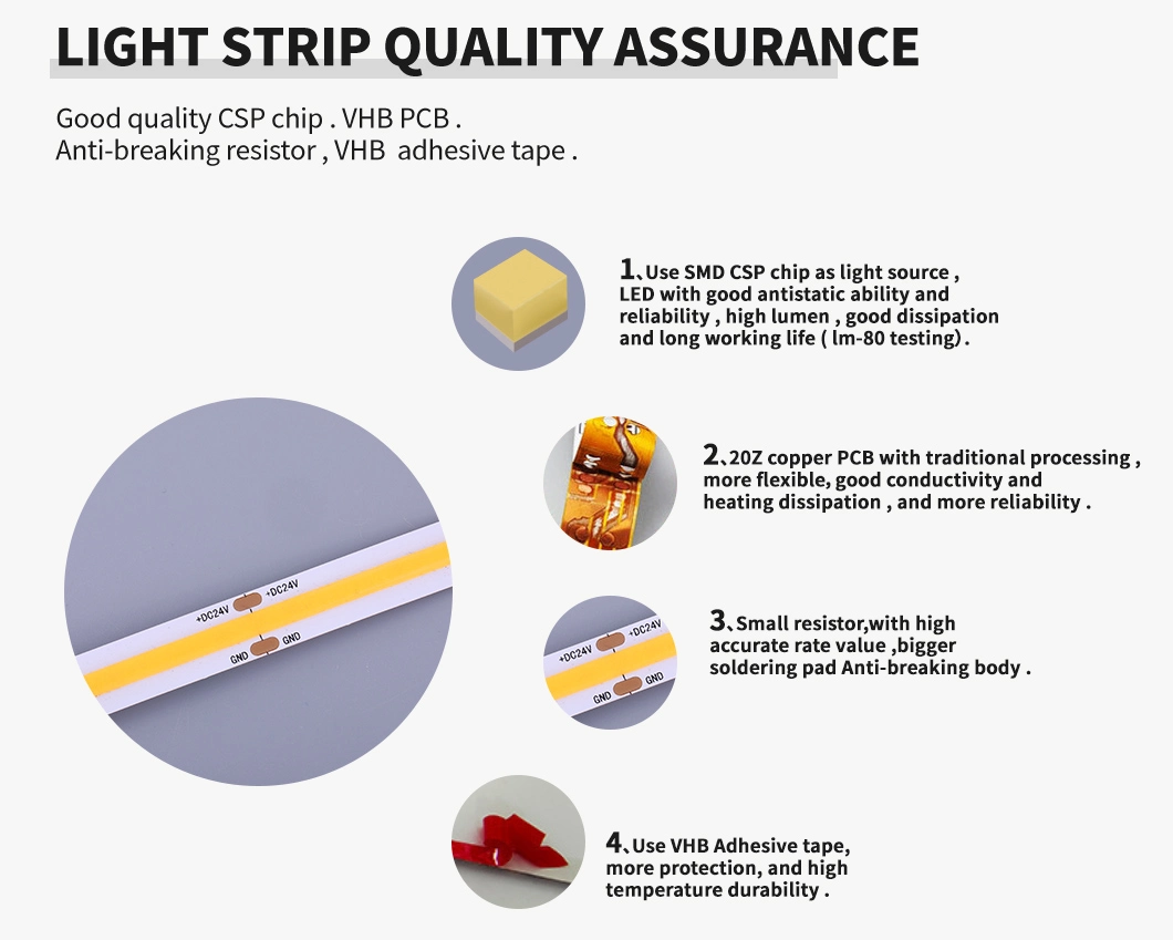 528LED/M LED COB Strip Light Cabinet lamp decorative lamp DOT Free 2700K, 3000K, 4000K, 6000K