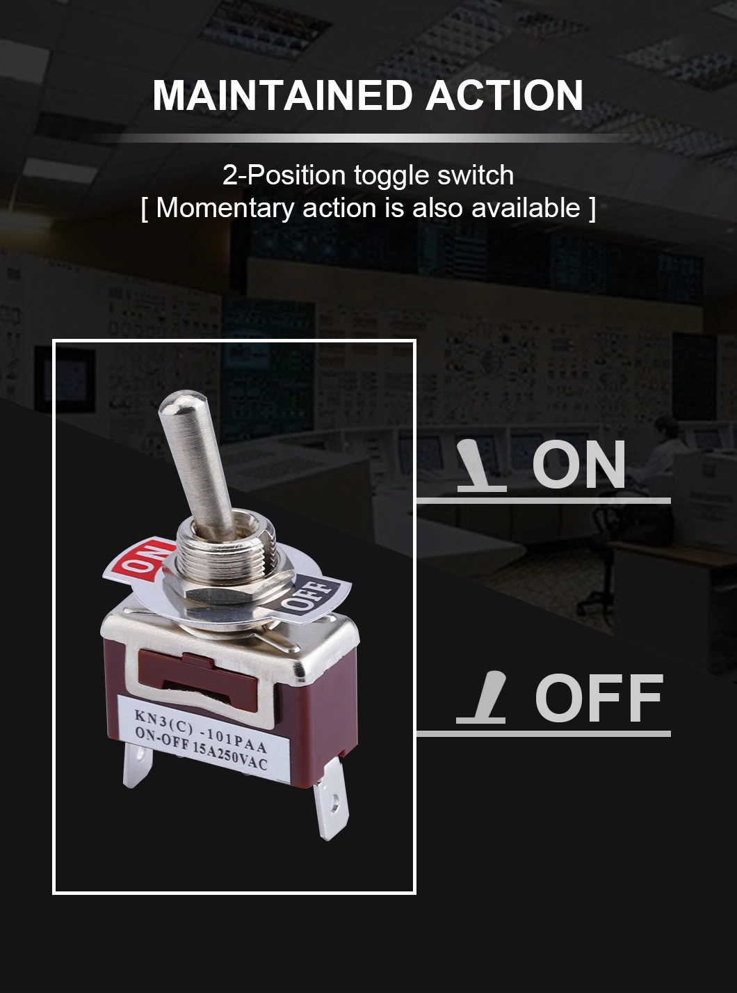 Waterproof Momentary Double 15A Auto Reset (on) -off- (on) Toggle Switch