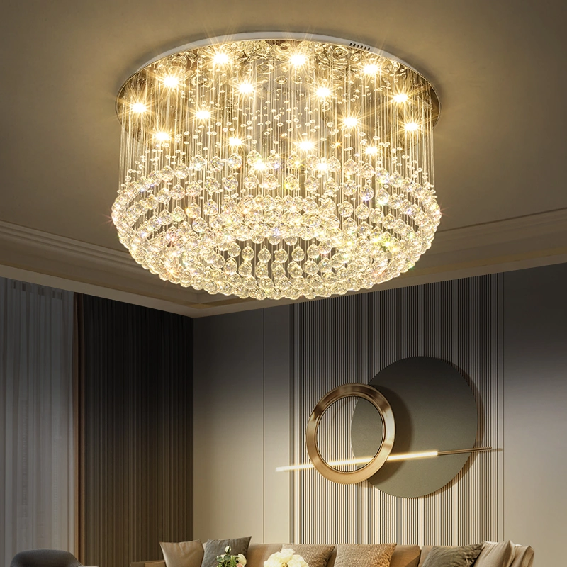 Contemporary Crystal Raindrop Suspension High Ceiling Light Fixtures Chandelier Pendant Lighting for Staircase Lobby Foyer Entryway