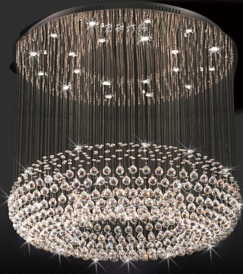 Contemporary Crystal Raindrop Suspension High Ceiling Light Fixtures Chandelier Pendant Lighting for Staircase Lobby Foyer Entryway