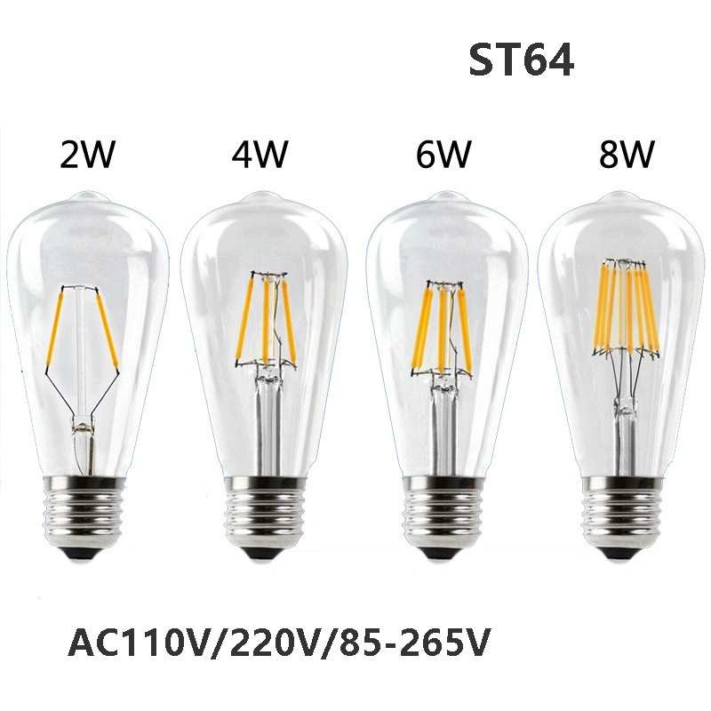 E27/E26/B22 Transparent LED Filament Bulb Light 4W Retro Vintage Incandescent Lamps Home Decor Glass Bulbs Light