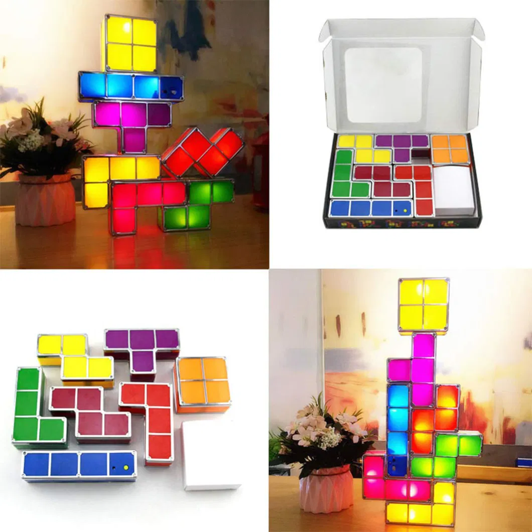 7 Colors Retro Game Themed Tetris Stackable Novelty Night Light