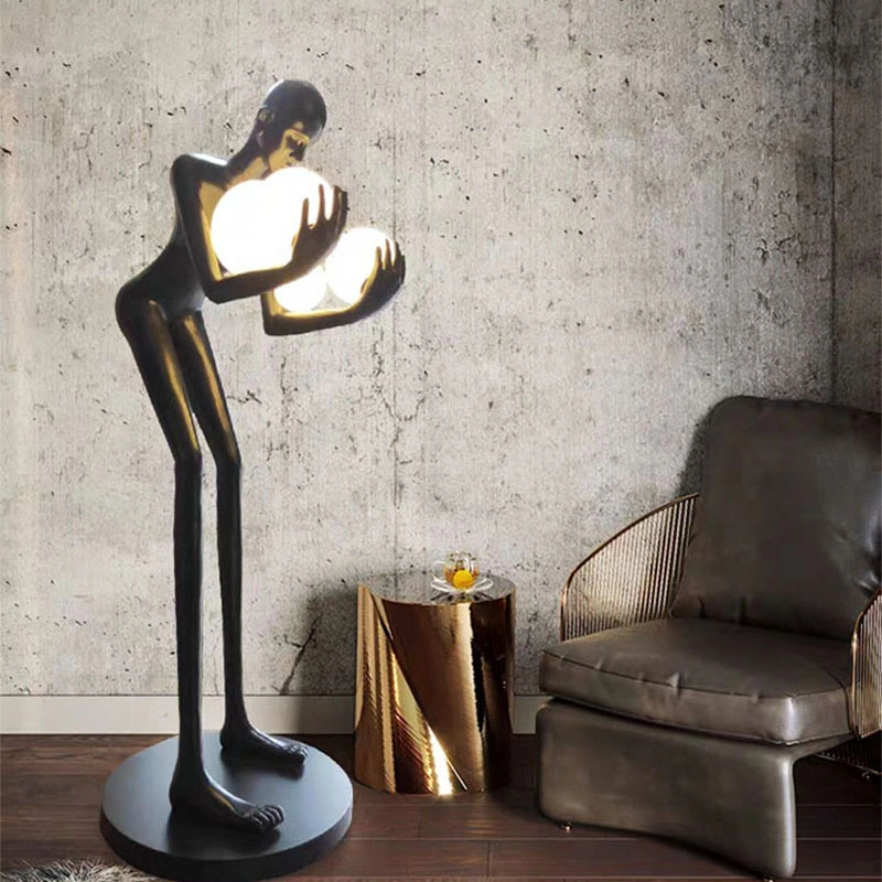 Postmodern Humanoid Floor Lamp Sculpture Holding Ball Model Art Designer Hotel Lobby Living Room Floor Lamp (WH-MFL-90)