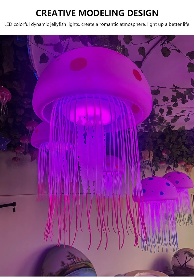 LED Jellyfish Lamp Christmas Decorations Outdoor Rainproof Net Red Hall Atmosphere Lamp Colorful Color Changing Atmosphere Decorative Lamp Optic Fiber Lighting