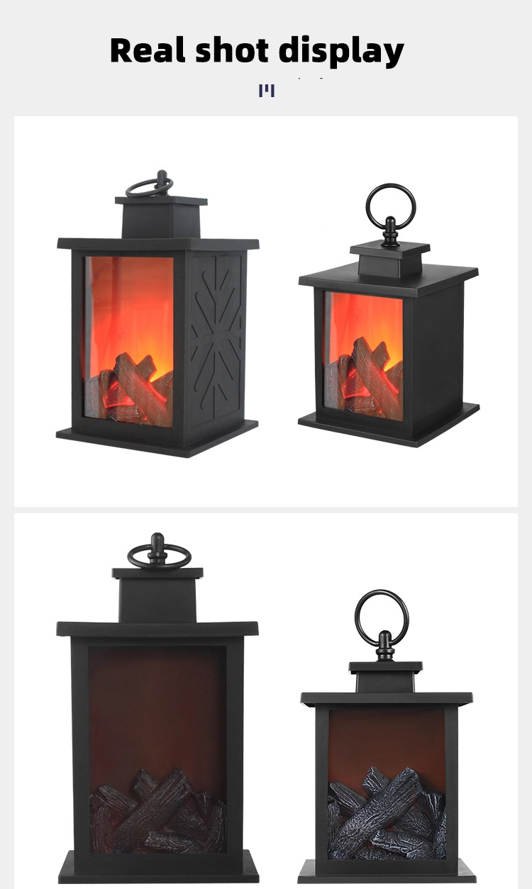 LED Fireplace Lantern Simulation Flame Lamp Night Light USB or Battery Charging for Home Decoration