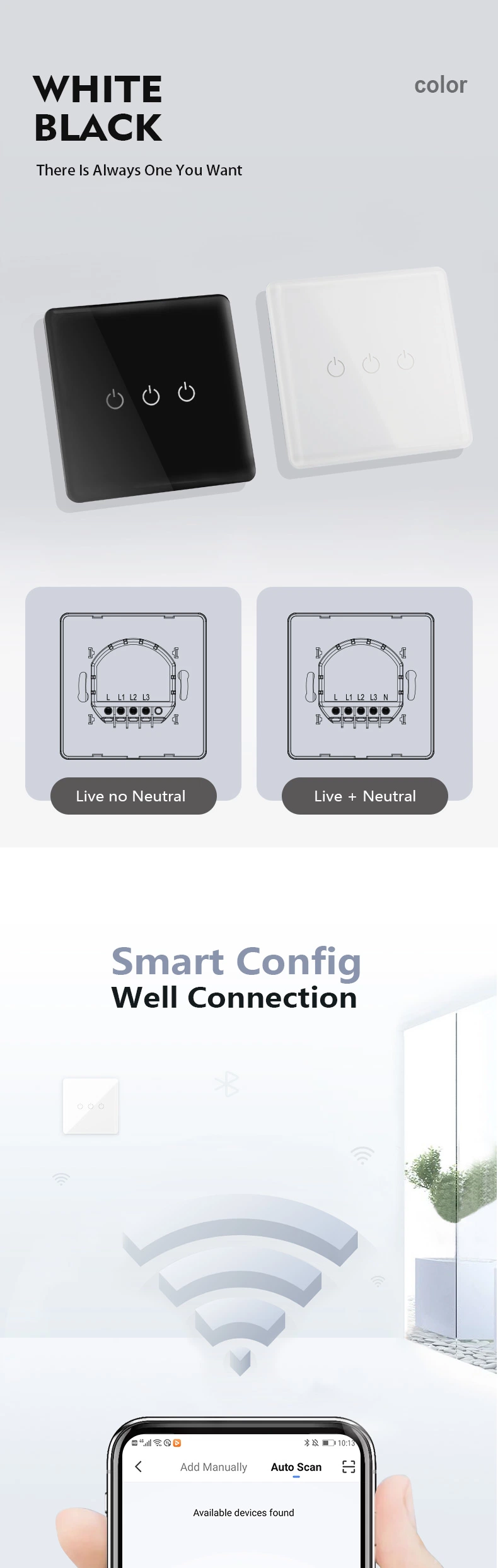 EU Standard Wall WiFi Light Switch, Touch Remote Control Switch with Amazon Alexa Google for Smart Home Wireless Switch