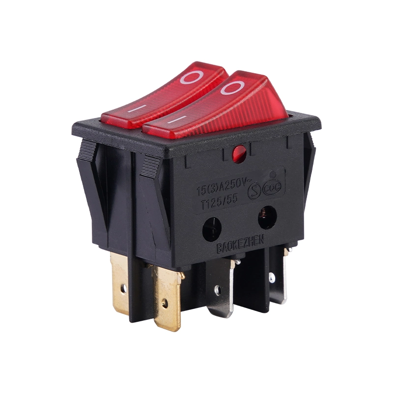 Sc797 Double Pole 15 (3) a 250V Red Green on-off on-on Coffee Machine Rocker Switch