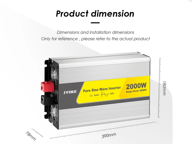 2000W 12V/24V/48V DC to AC 110V/220V/230V Pure Sine Wave Solar Power Inverter