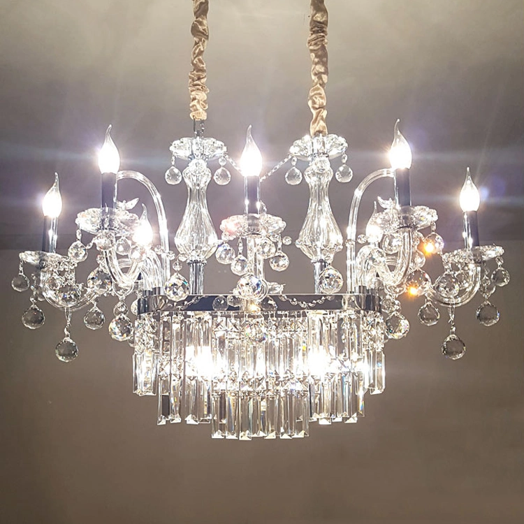 Classic Vintage Crystal Elegant Decoration Pendant Ceiling Lamp Candle Chandeliers Lighting Fixture for Living Room Dining Room Bedroom
