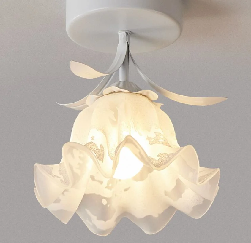 Wholesale Frosted Milk Opal White Flower Shaped Glass Lampshade