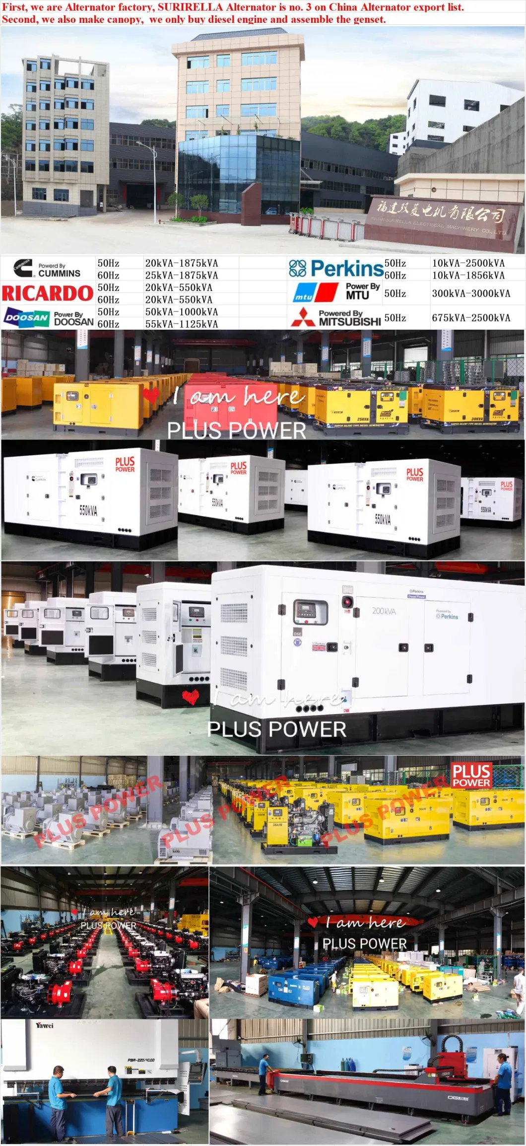 60Hz 800kw 1000kVA Cummin S Super Silent Diesel Power Generators (15kVA 20kVA 25kVA 30kVA 50kVA 60kVA 80kVA 100kVA 150kVA 200kVA 250kVA 300kVA 500kVA)