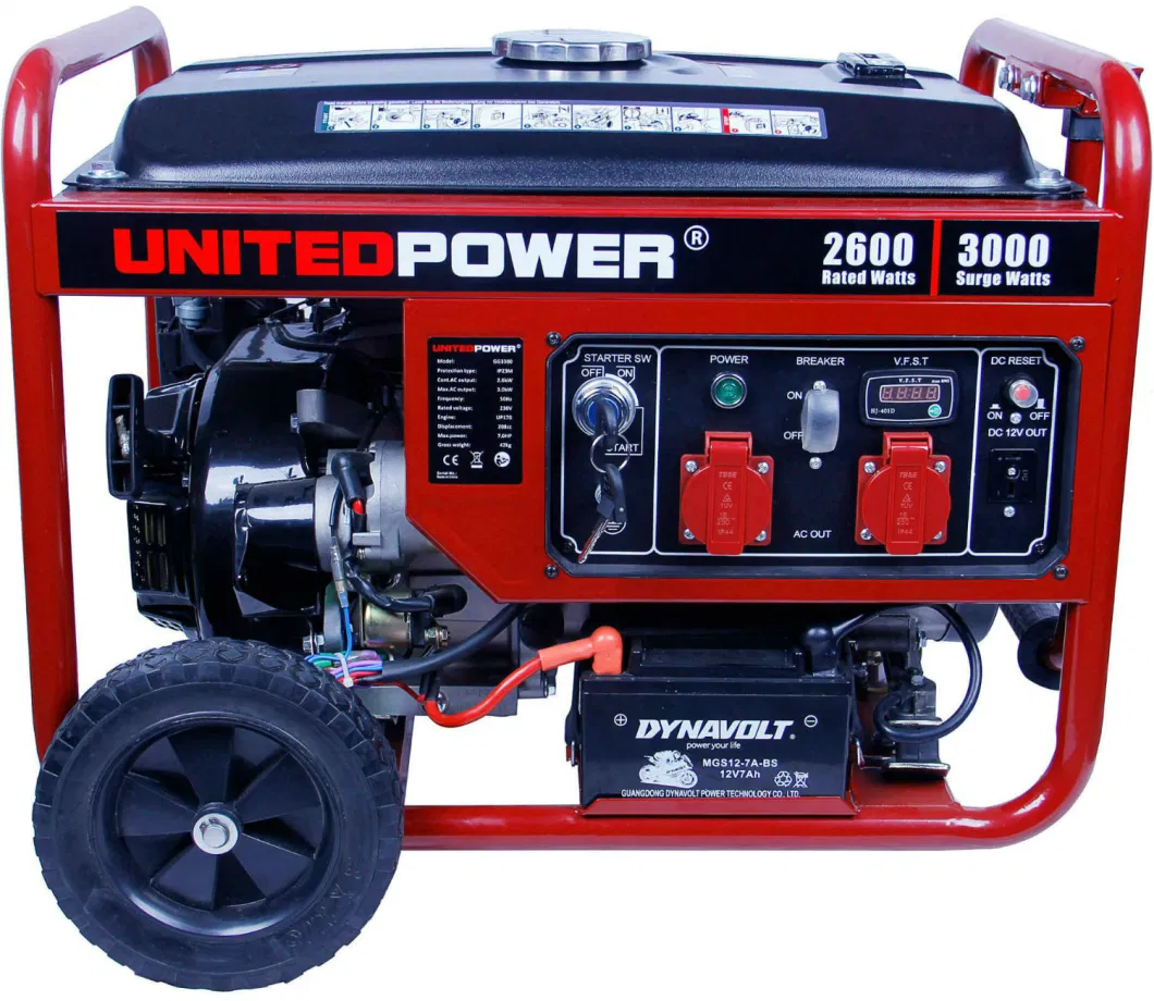 3kw-5kw, 6kw Handard Start Ans Air Cooled Petrol Generator with United Power Gg3300b-60