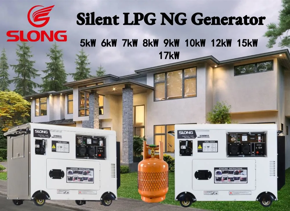 Slong LPG Natural Gas Gasoline Dual Fuel Generator 5kw to 17 Kw