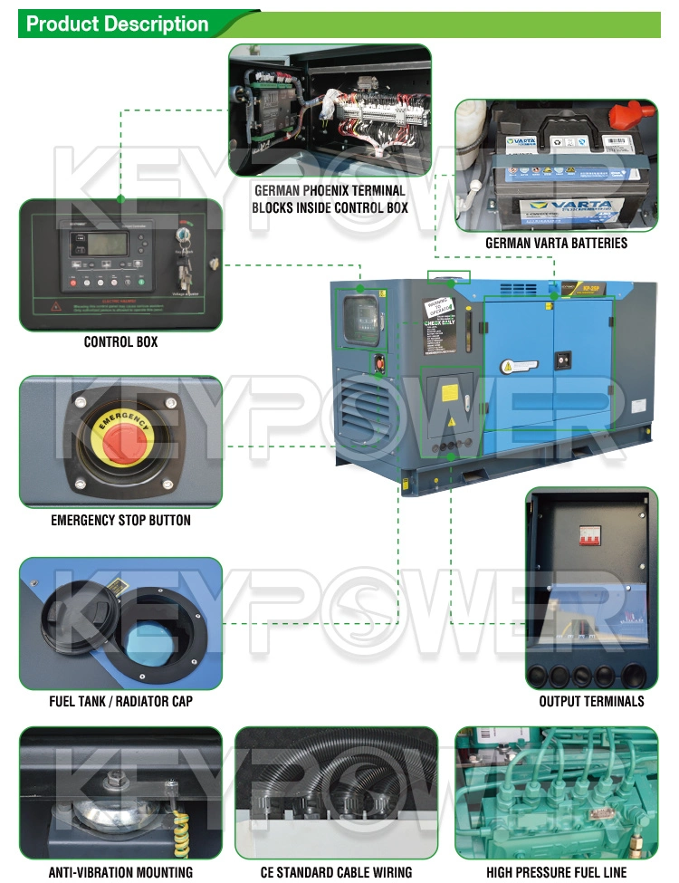 Powered by Yto Engine 20kw 30kVA 50kw 500kw Silent Type Diesel Generator Set Sound Proof Generator