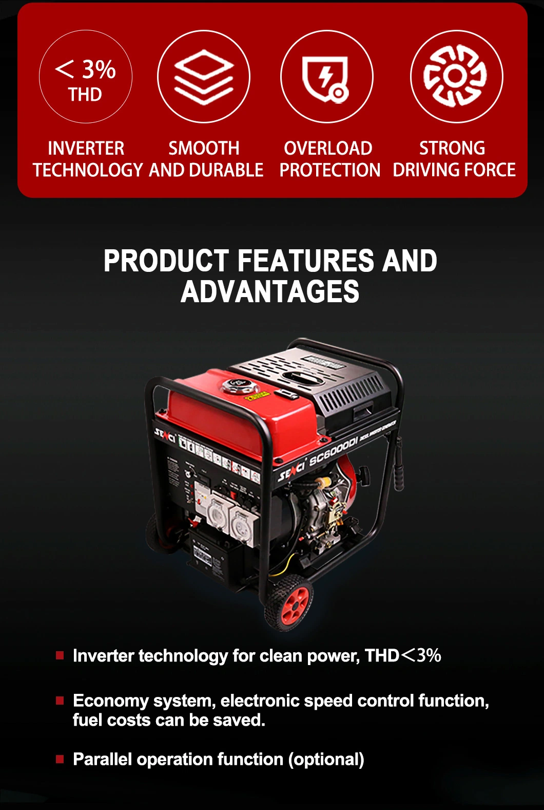 New Design 5000W 5000 Watt Inverter Diesel Generator with ATS