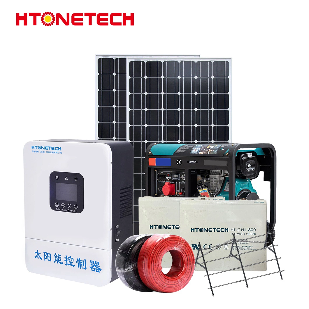 Htonetech Solar System off Grid 5kw 10kw 20kw 25kw 30kw China 10037W Flexible PV Mono Solar Panel 50 Hz 500kVA Diesel Generator 1 Kw on Grid Solar System