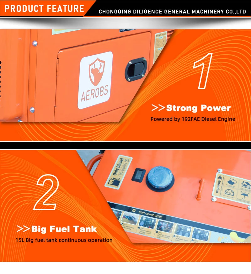 Speed Portable Aerobs Carton Packaging Farm Machines Diesel Whole House Generator Bsd8700t