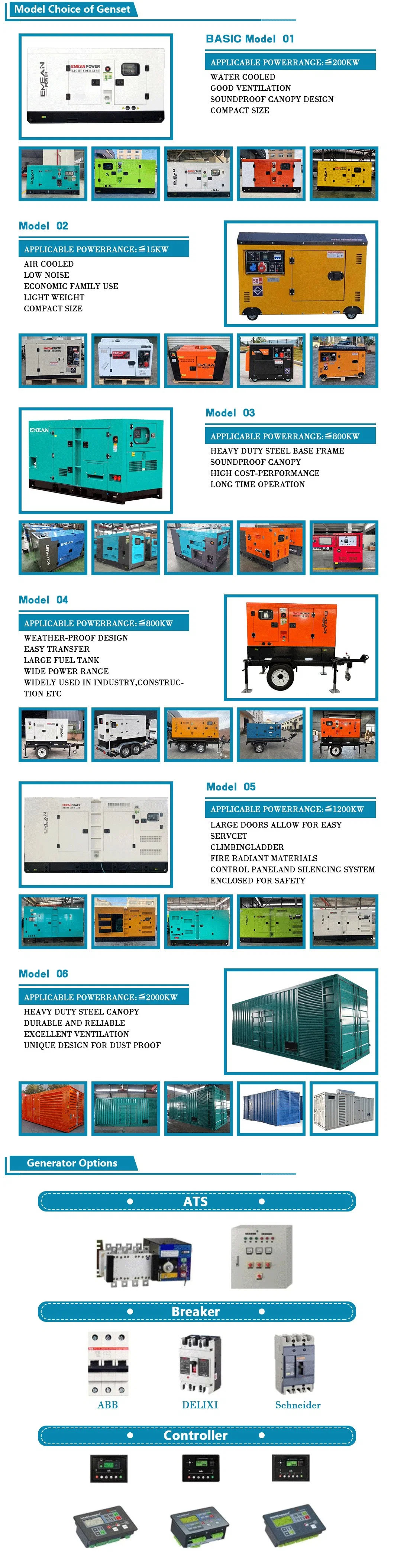 Customized 10kw Portable Silent 80 kVA Open Type Set Water-Cooled Trailer Diesel Generator
