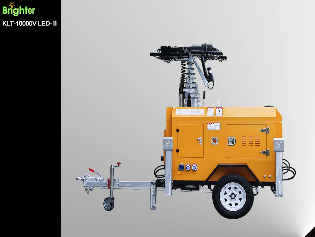 Trailer-Mounted Kubota Power LED Lamp Mobile Light Tower with Trailer and 10m Height Mast
