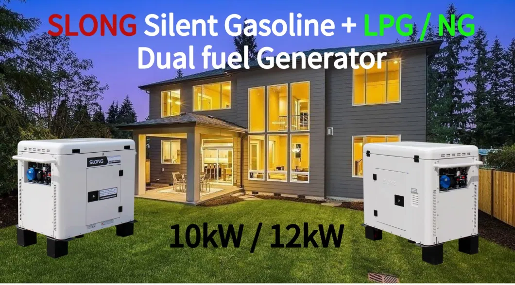 Slong 10kw 12kw Gasoline Dual Fuel Silent Gasoline LPG Natural Gas Generator