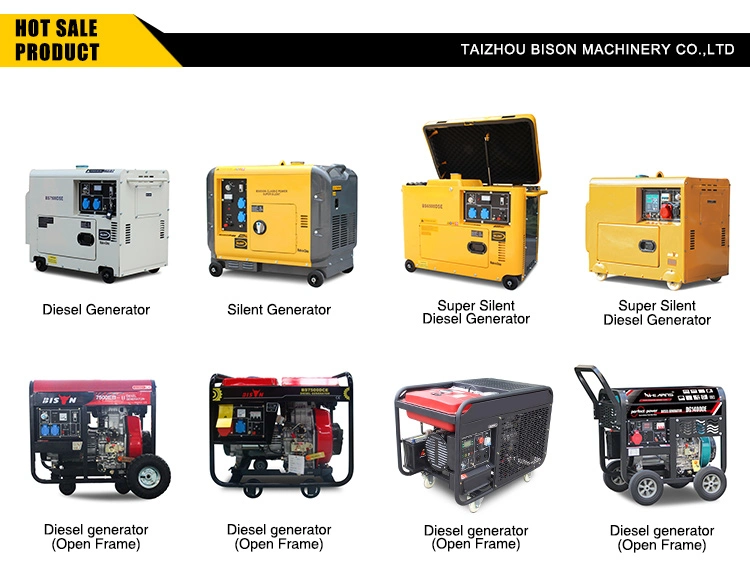 Ready in Stock Bison Portable Air Cooled Silent Power 5kw 7.5kw 3 Phase Small Diesel Soundproof Electricity Generator