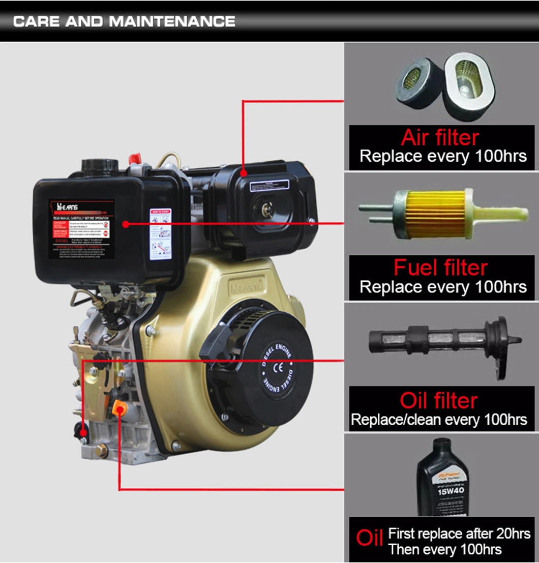 Air-Cooled Double-Cylinder Hi-Earns / OEM Carton CE, ISO9001-2008 Generator Diesel Engine